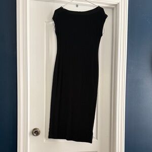 H&M Black Cap-Sleeve Midi Dress